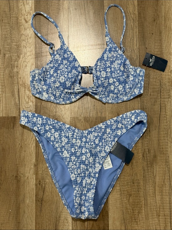 Hollister Other - NWT Hollister Blue and White Smocked Floral Bikini Set MEDIUM m